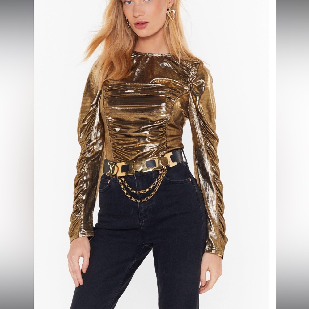 NWT NastyGal Gold metallic top